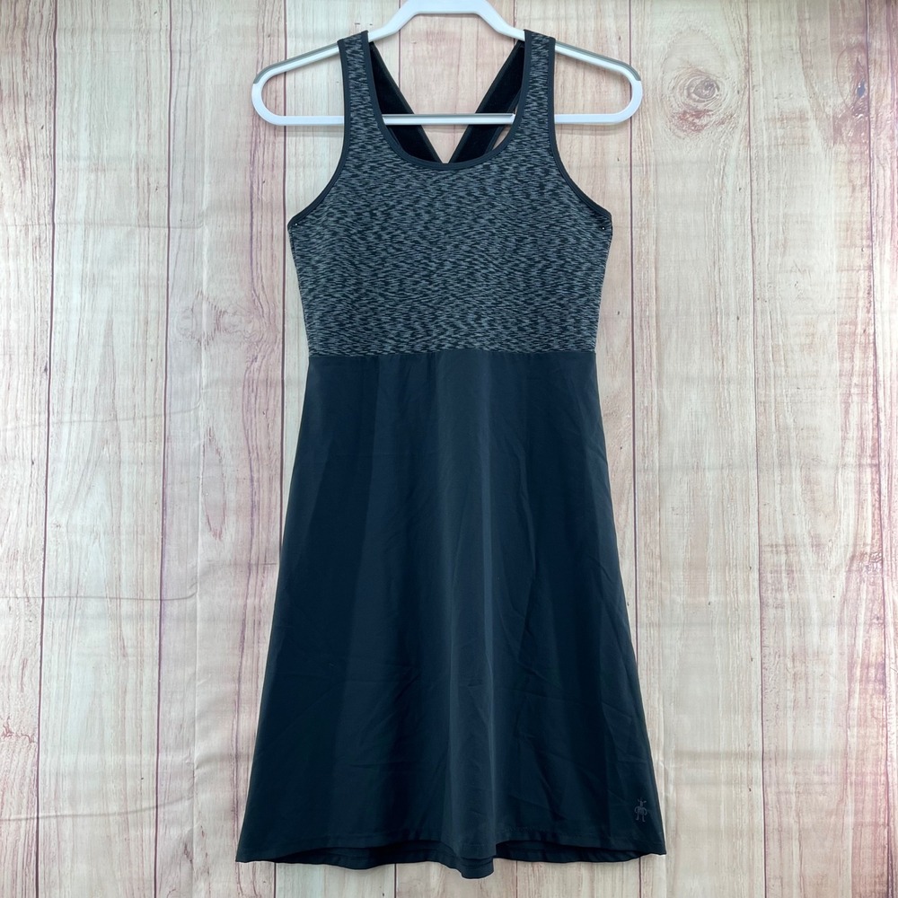 Smartwool Women Merino Wool Blend Space Dye Active Dress Black XSmall Racerback